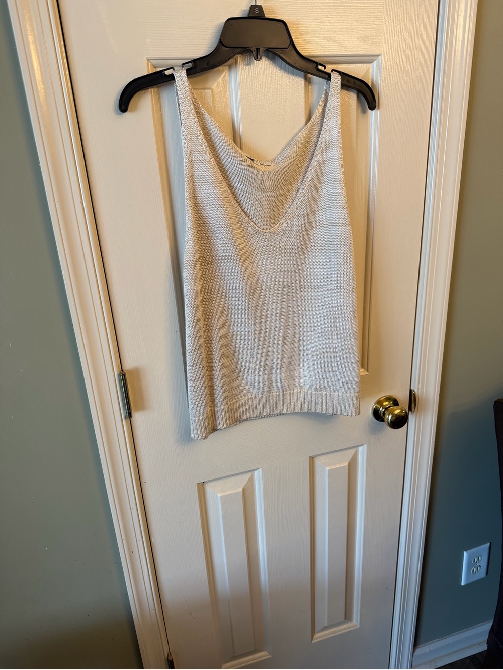 Light Taupe Knit Tank with Subtle Sheen
